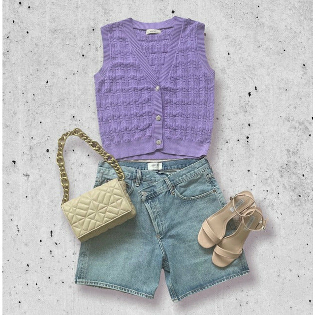 Alessia Sweater Vest-Lavender - Kiyana Boutique