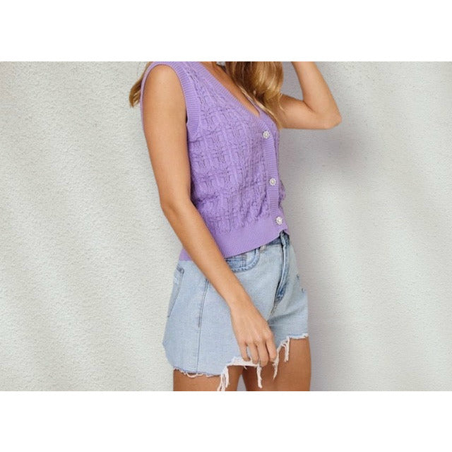 Alessia Sweater Vest-Lavender - Kiyana Boutique