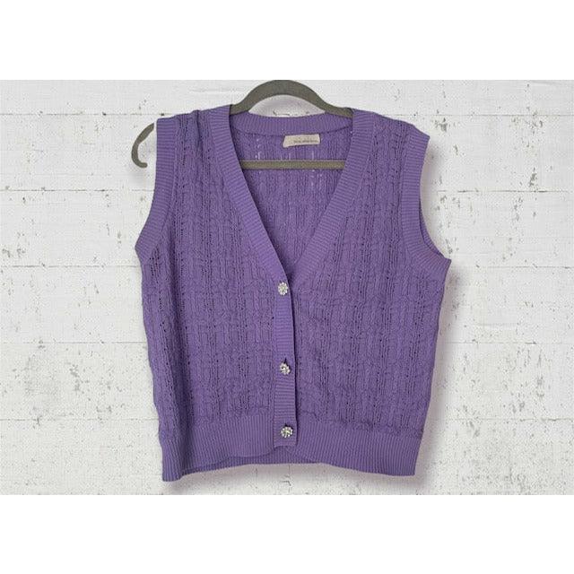 Alessia Jewel Button Sweater Vest in Lavender - Kiyana Boutique
