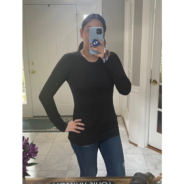 Caitlyn Butter Soft Long Sleeve Top | Black - Kiyana Boutique