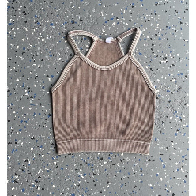 Cali Ribbed Seamless Cami Tank in Mocha - Kiyana Boutique