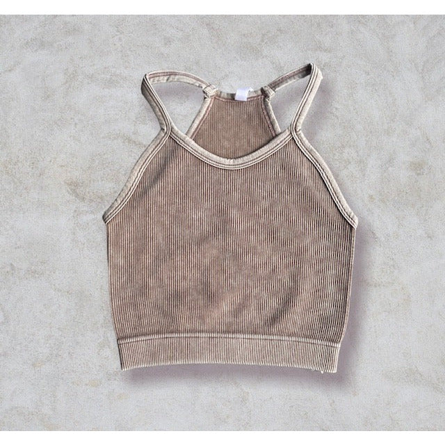Cali Ribbed Seamless Cami Tank in Mocha - Kiyana Boutique