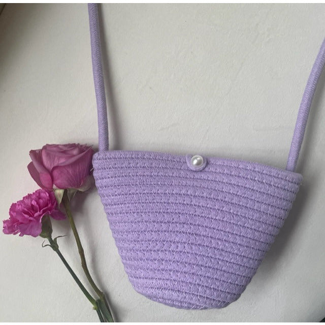 Florence Mini Woven Crossbody Handbag-Purple - Kiyana Boutique