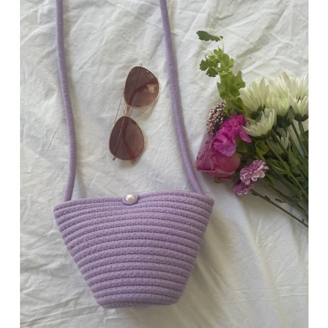 Florence Mini Woven Crossbody Handbag-Purple - Kiyana Boutique