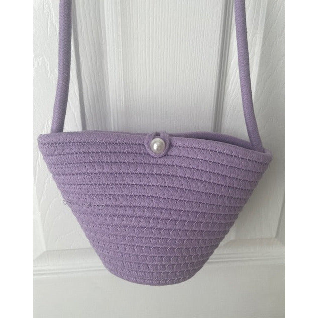Florence Mini Woven Crossbody Handbag-Purple - Kiyana Boutique