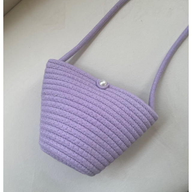 Florence Mini Woven Crossbody Handbag-Purple - Kiyana Boutique