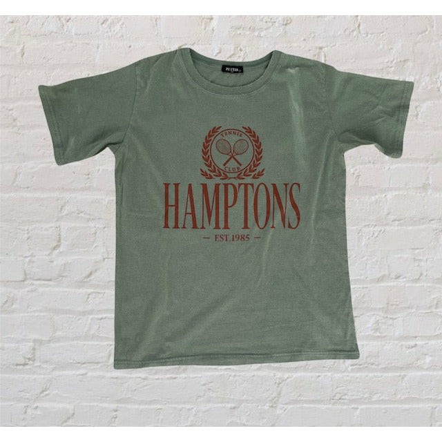 Hamptons Tennis Club Graphic Tee-Olive - Kiyana Boutique