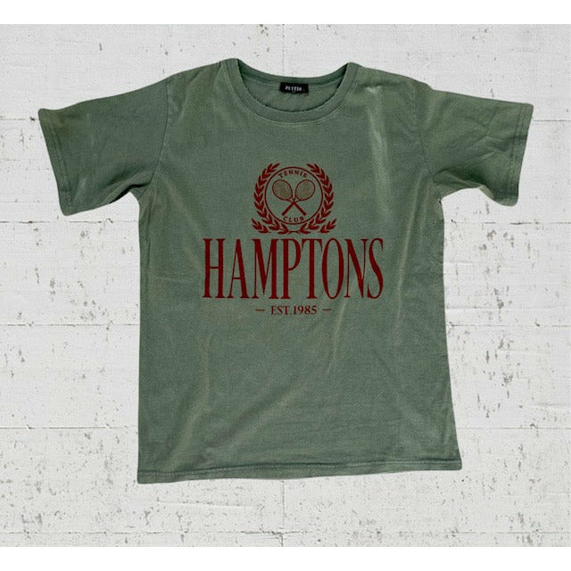 Hamptons Tennis Club Graphic Tee-Olive - Kiyana Boutique