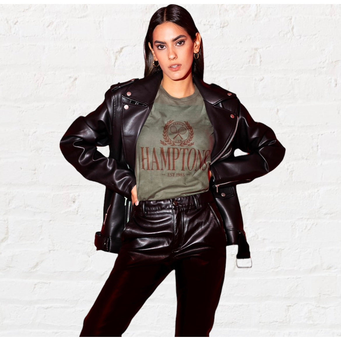 Hamptons Tennis Club Graphic Tee-Olive - Kiyana Boutique