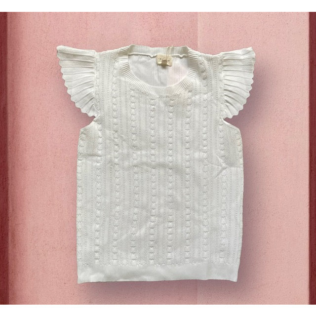 Kristin Pointelle Sweater Top-Off White - Kiyana Boutique