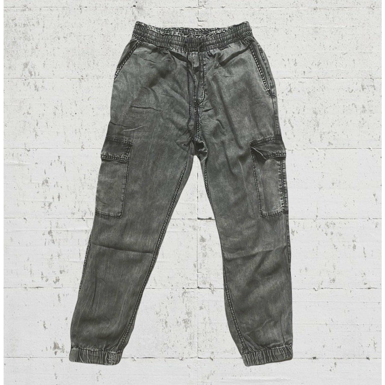 Naya Acid Wash Boyfriend Cargo Joggers - Kiyana Boutique