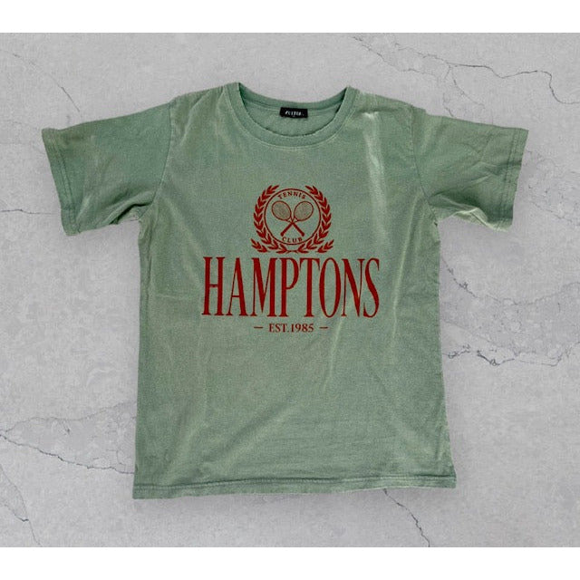 Hamptons Tennis Club Graphic Tee-Olive - Kiyana Boutique