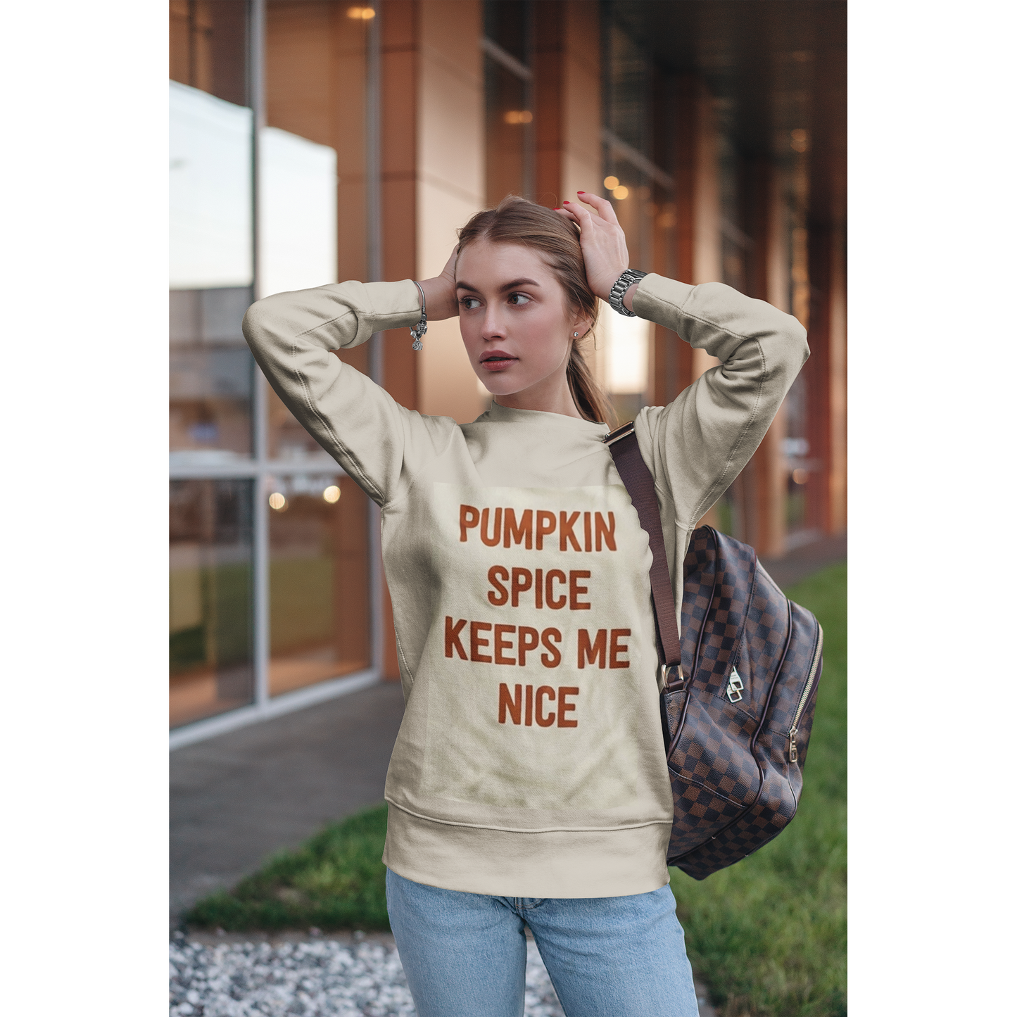Pumpkin Spice Keeps Me Nice Graphic Sweatshirt - Kiyana Boutique