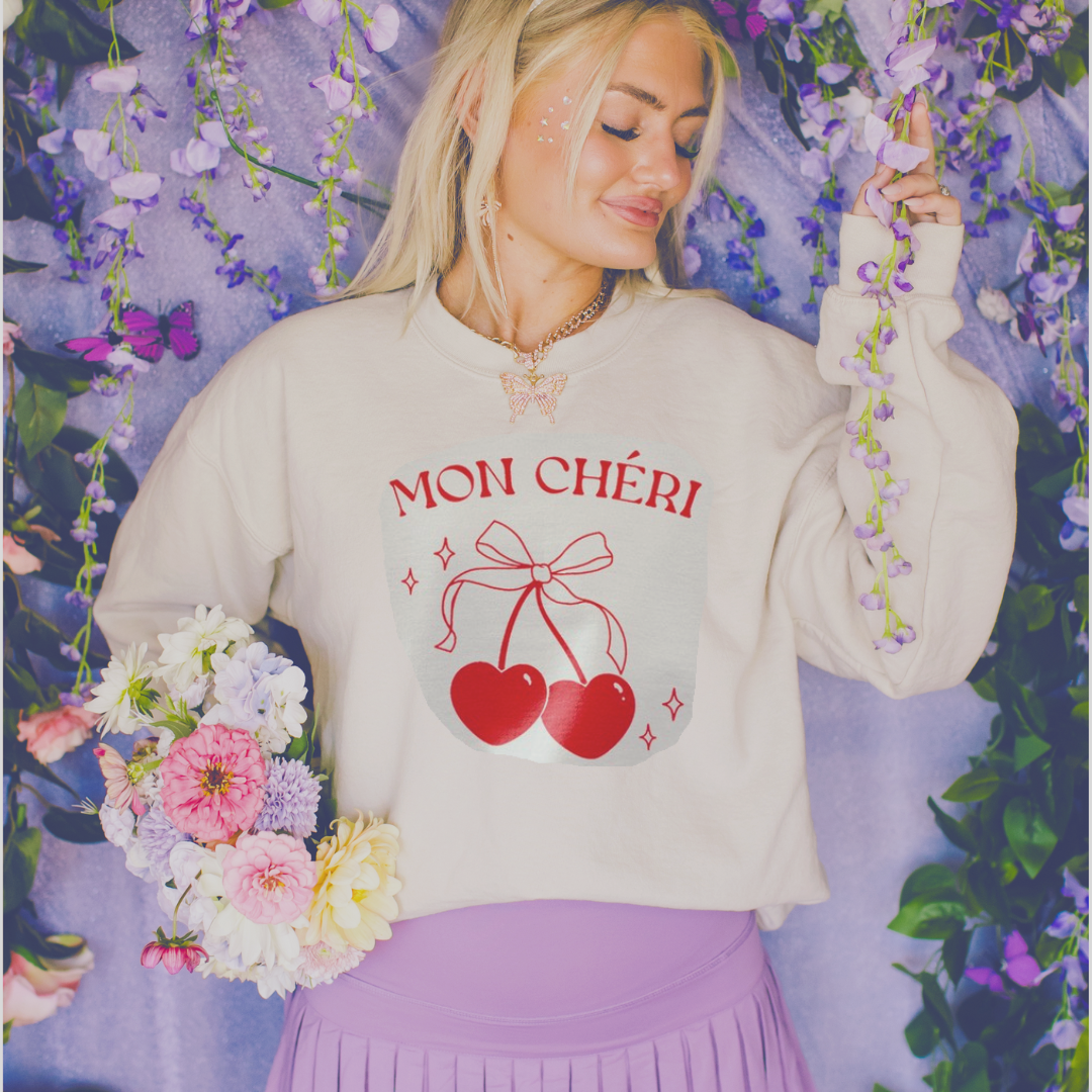 Mon Cheri Cherry Hearts Sweatshirt - Kiyana Boutique
