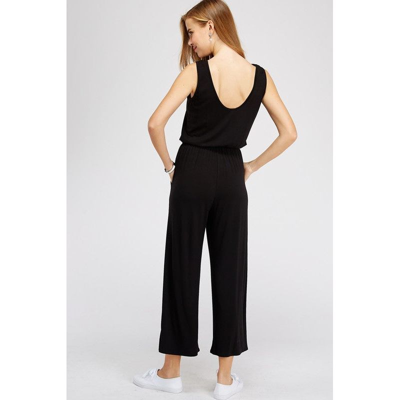 Ella Jumpsuit Black Scoop Neck - Kiyana Boutique