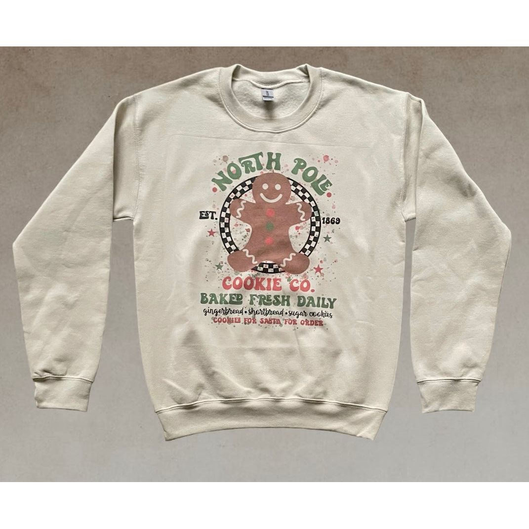 North Pole Cookie Co Gingerbread Graphic Sweatshirt - Kiyana Boutique