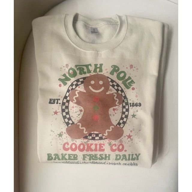 North Pole Cookie Co Gingerbread Graphic Sweatshirt - Kiyana Boutique