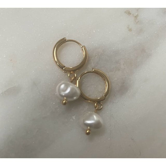 Gemma Pearl Drop Hoop Earrings - Kiyana Boutique