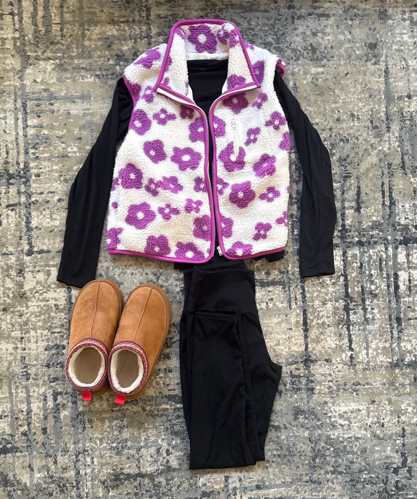 Iris Floral Sherpa Vest