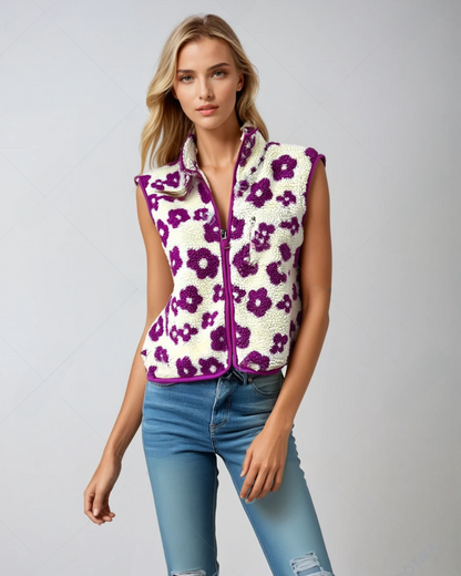 Iris Floral Sherpa Vest