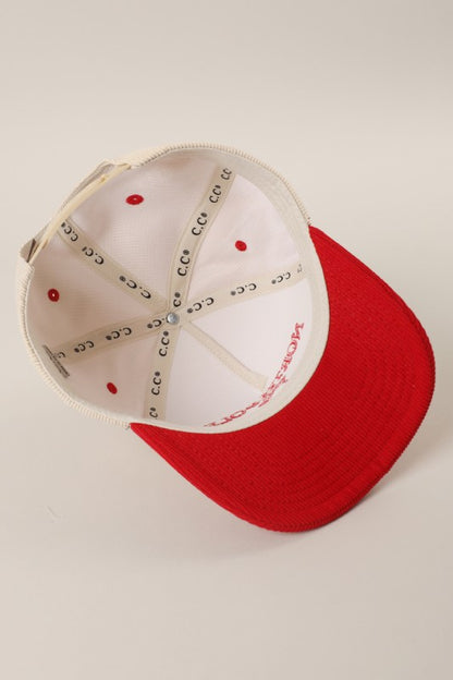 Merry & Bright Embroidered Two-Tone Corduroy Trucker Hat Christmas