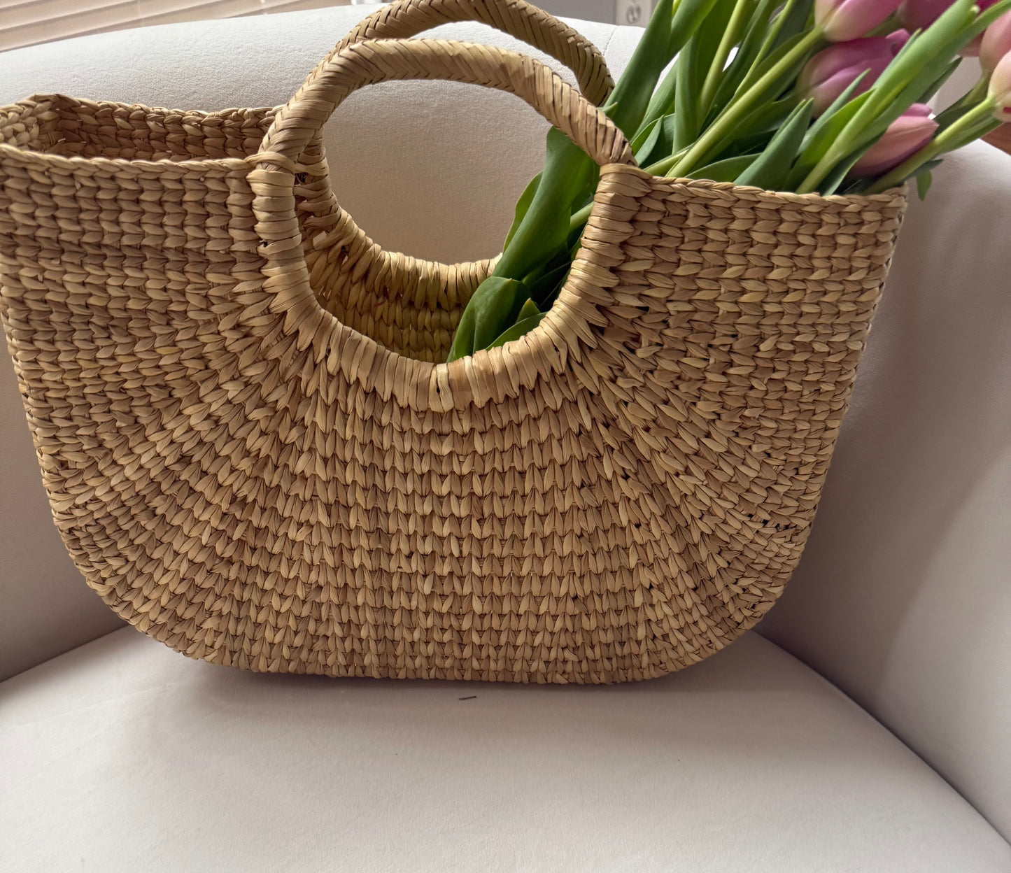 Marbella Handwoven Straw Tote | Chic Summer Panier Bag - Kiyana Boutique