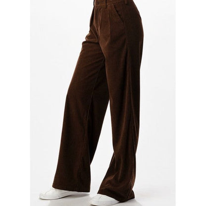 Marlow Brown Corduroy Wide Leg Pant - Kiyana Boutique