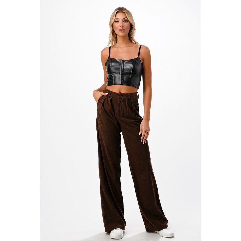 Marlow Brown Corduroy Wide Leg Pant - Kiyana Boutique