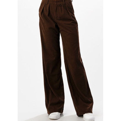 Marlow Brown Corduroy Wide Leg Pant - Kiyana Boutique