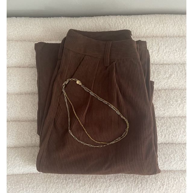 Marlow Brown Corduroy Wide Leg Pant - Kiyana Boutique