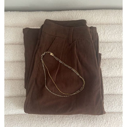 Marlow Brown Corduroy Wide Leg Pant - Kiyana Boutique