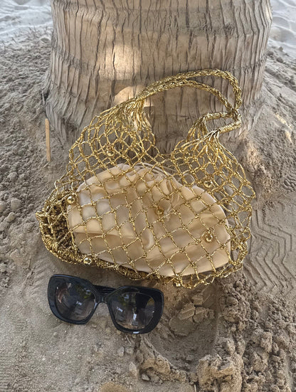 Nadia Gold Woven Bag - Kiyana Boutique