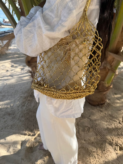 Nadia Gold Woven Bag - Kiyana Boutique