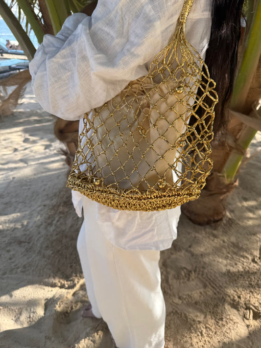 Nadia Gold Woven Bag - Kiyana Boutique