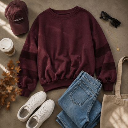 Nova Sweatshirt Burgundy - Kiyana Boutique