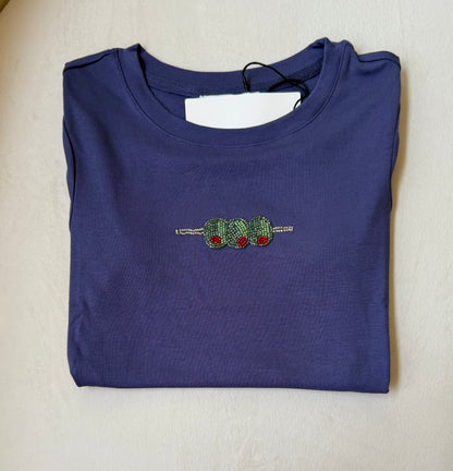 Olive Beaded Tee Periwinkle
