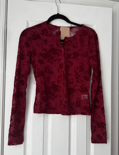 Ophelia Cardigan Floral Burgundy