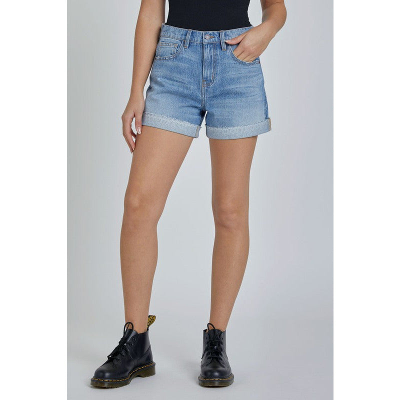 Penelope Mid Rise Cuffed Denim Shorts - Kiyana Boutique