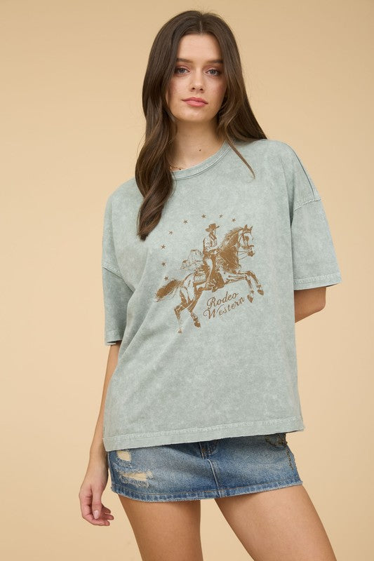Rodeo Western Cowboy Relaxed Fit Graphic Tee - Kiyana Boutique