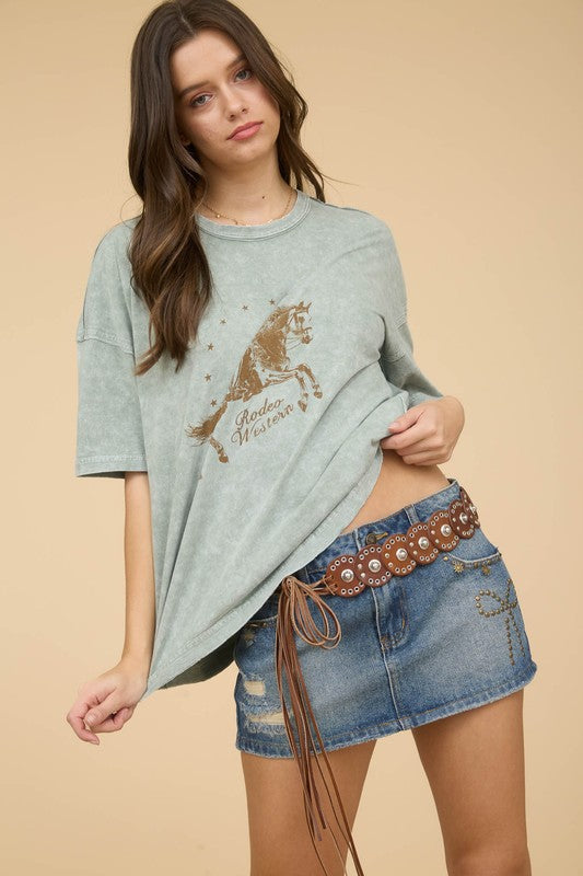 Rodeo Western Cowboy Relaxed Fit Graphic Tee - Kiyana Boutique