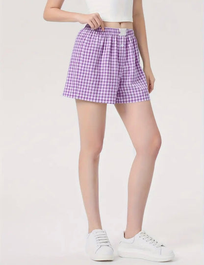Seaside Gingham Lavender Boxer Shorts