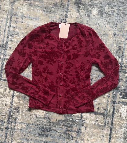 Scarlett Cardigan Floral Burgundy - Kiyana Boutique