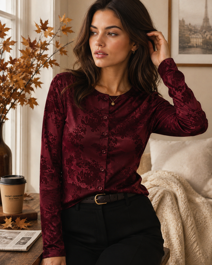 Scarlett Cardigan Bordeaux Floral