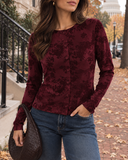 Scarlett Cardigan Bordeaux Floral