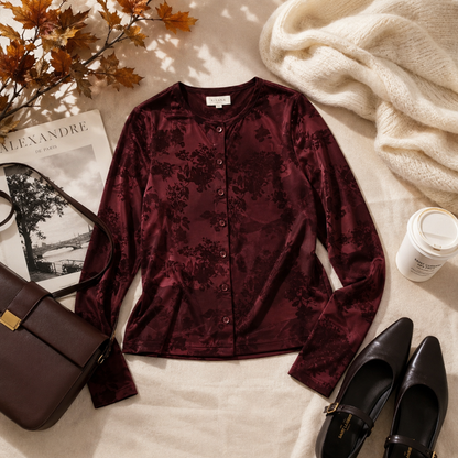 Scarlett Cardigan Bordeaux Floral