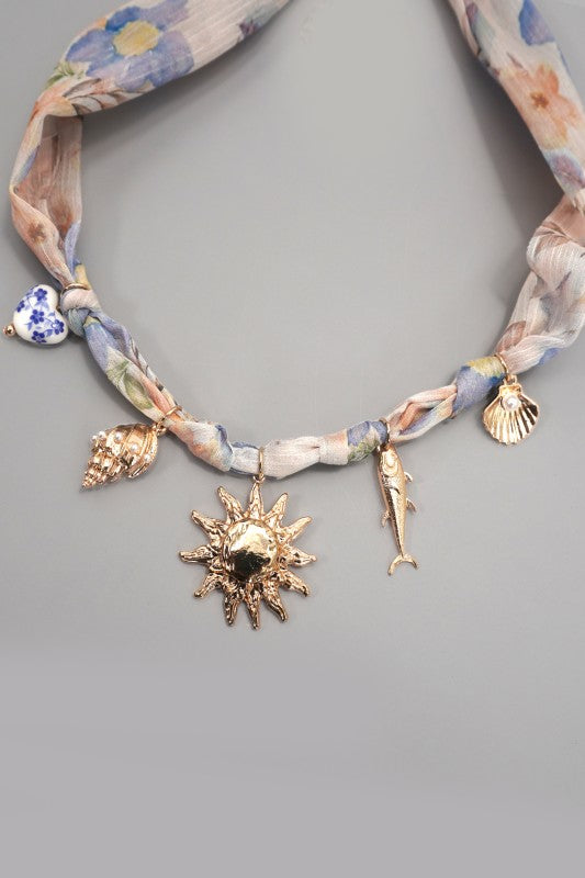Soleil Scarf Sun Charm Necklace - Kiyana Boutique
