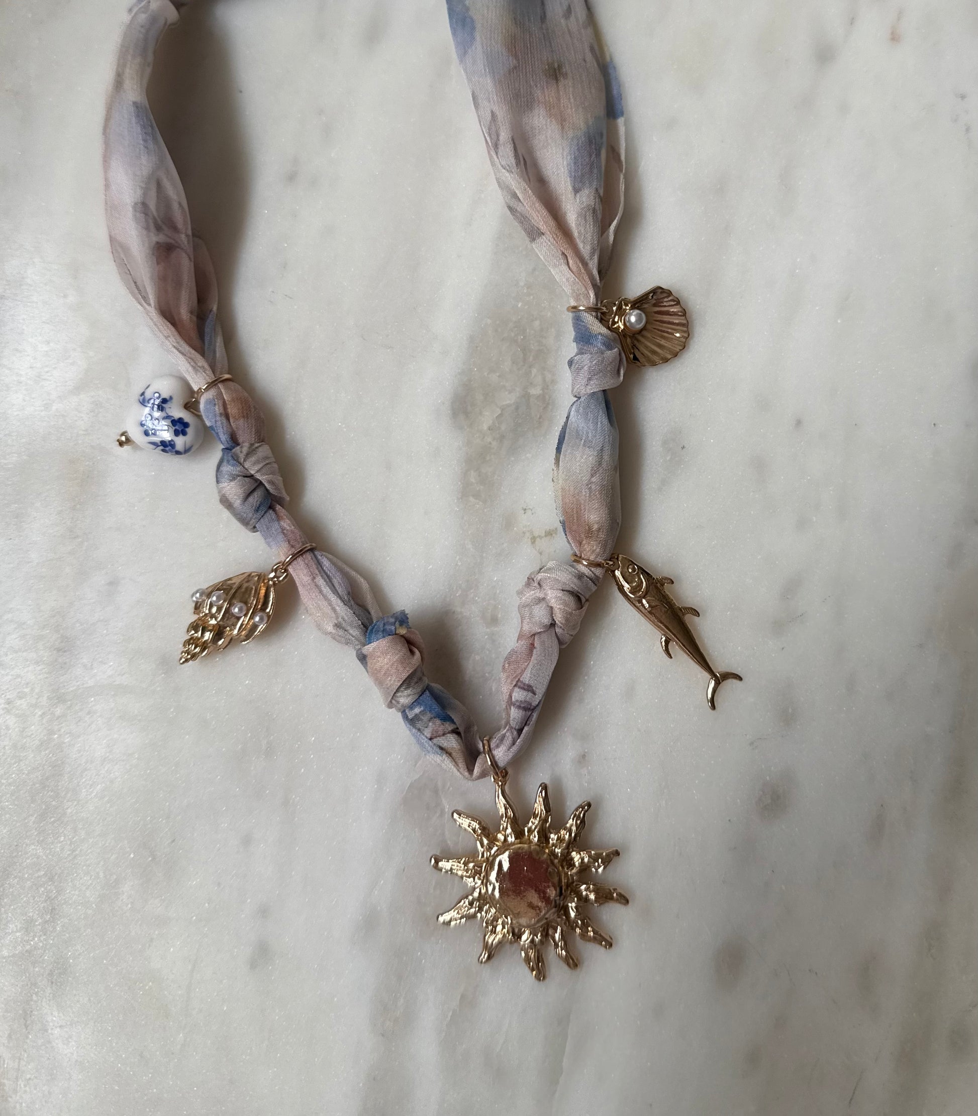Soleil Scarf Sun Charm Necklace - Kiyana Boutique