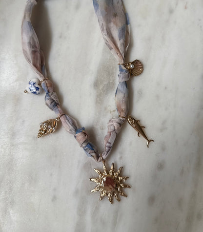 Soleil Scarf Sun Charm Necklace - Kiyana Boutique