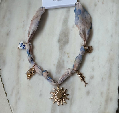 Soleil Scarf Sun Charm Necklace - Kiyana Boutique