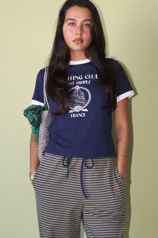Saint Tropez Yachting Club Tee-Navy Blue - Kiyana Boutique